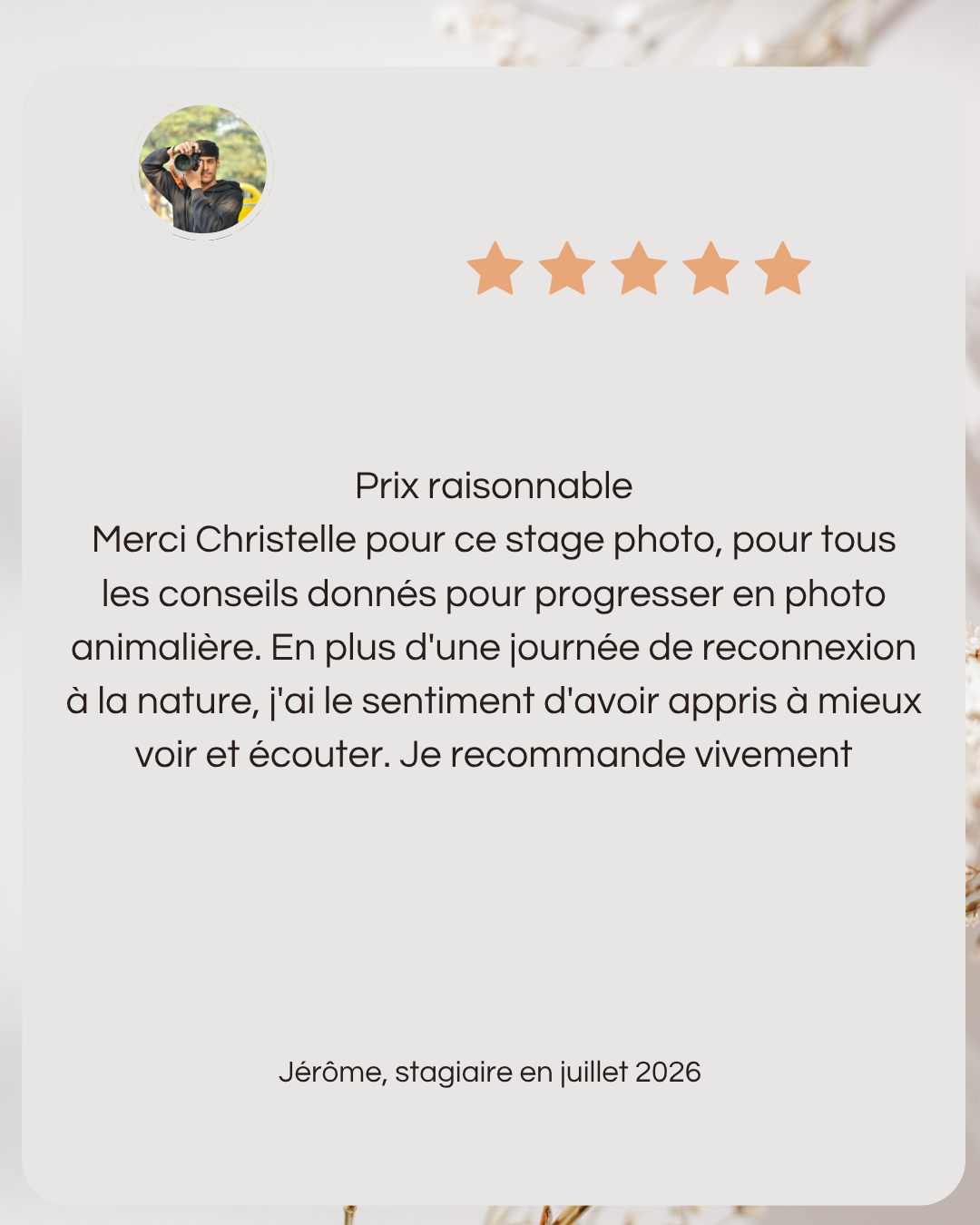 avis stage photo nature et animalier en Normandie